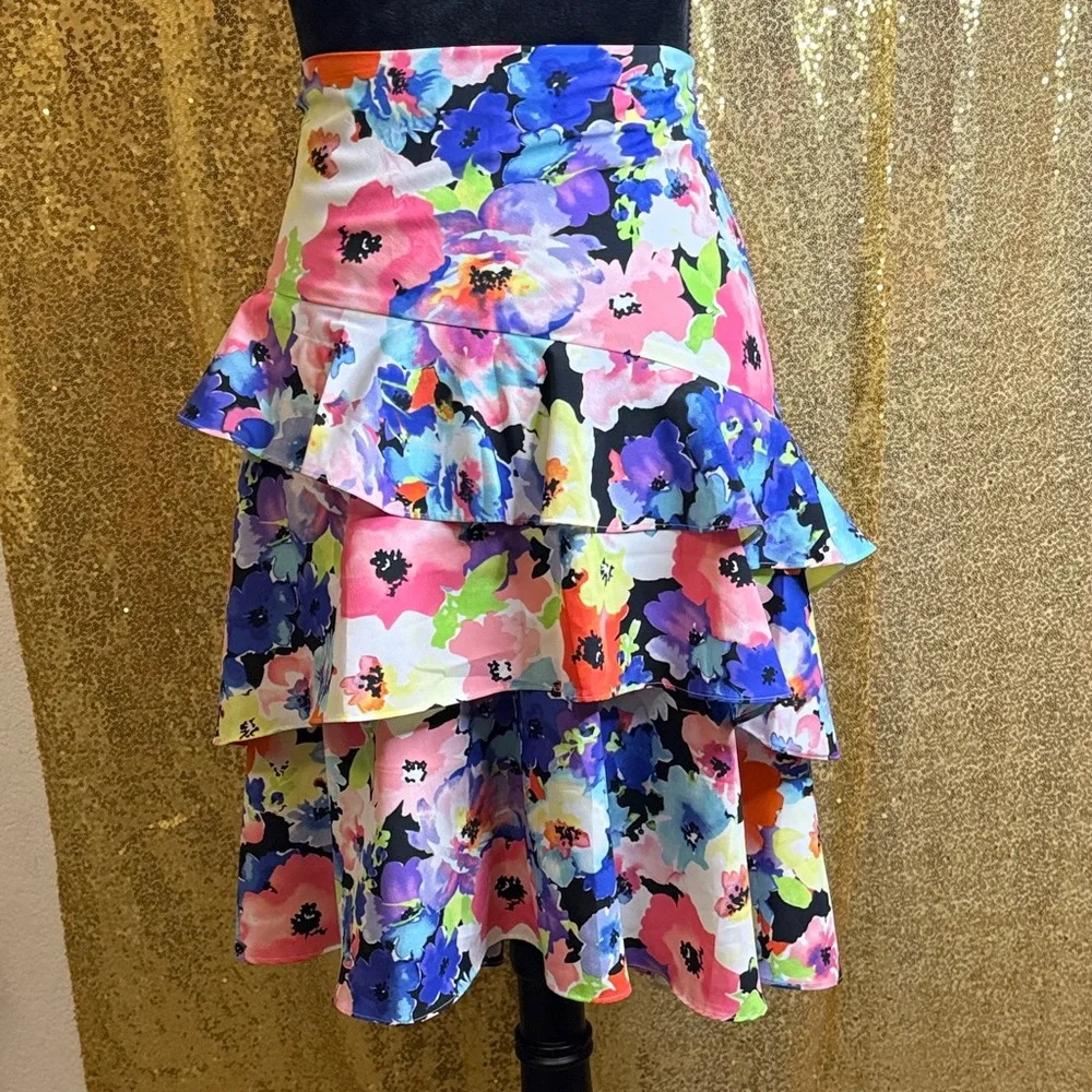 Lauren Ralph Lauren Floral Georgette  Asymmetrical Skirt